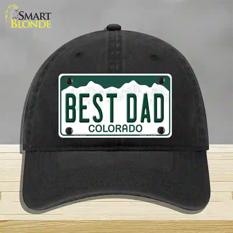 Best Dad Colorado Novelty License Plate Hat Unconstructed Cotton / Black