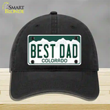 Best Dad Colorado Novelty License Plate Hat Unconstructed Cotton / Black