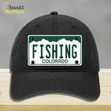 Fishing Colorado Novelty License Plate Hat Unconstructed Cotton / Black