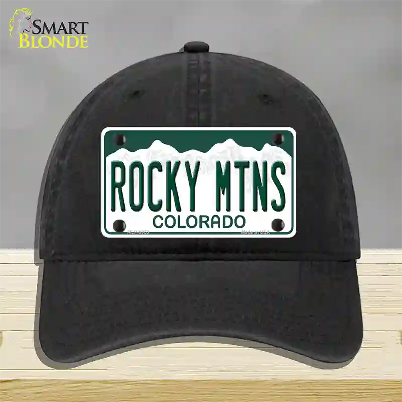 Rocky Mountains Colorado Novelty License Plate Hat Unconstructed Cotton / Black