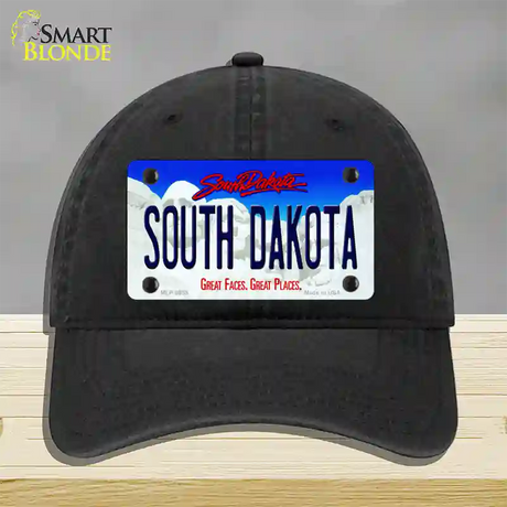 South Dakota Rushmore Novelty License Plate Hat Unconstructed Cotton / Black