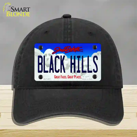 Black Hills South Dakota Novelty License Plate Hat Unconstructed Cotton / Black