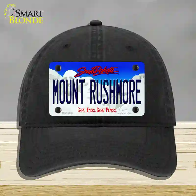 Mount Rushmore South Dakota Novelty License Plate Hat Unconstructed Cotton / Black