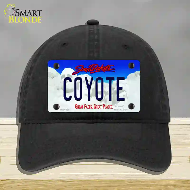 Coyote South Dakota Novelty License Plate Hat Unconstructed Cotton / Black