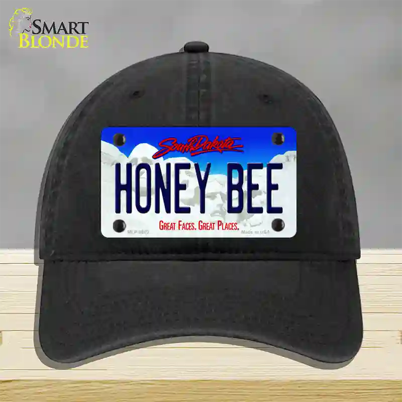 Honey Bee South Dakota Novelty License Plate Hat Unconstructed Cotton / Black