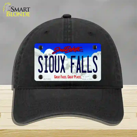 Sioux Falls South Dakota Novelty License Plate Hat Unconstructed Cotton / Black