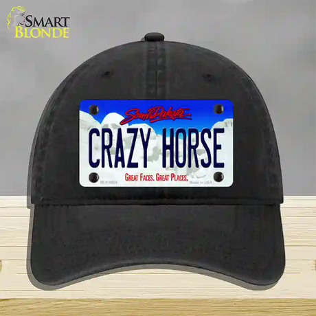 Crazy Horse South Dakota Novelty License Plate Hat Unconstructed Cotton / Black