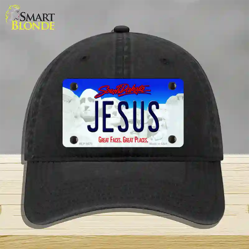 Jesus South Dakota Novelty License Plate Hat Unconstructed Cotton / Black