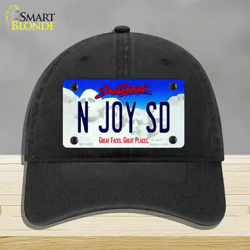 N Joy SD South Dakota Novelty License Plate Hat Unconstructed Cotton / Black