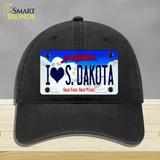 I Love South Dakota Novelty License Plate Hat Unconstructed Cotton / Black