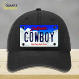 Cowboy South Dakota Novelty License Plate Hat Unconstructed Cotton / Black