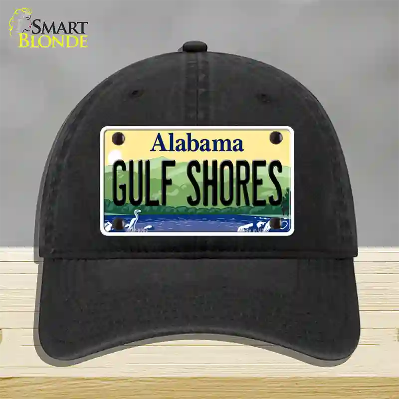 Gulf Shores Alabama Novelty License Plate Hat Unconstructed Cotton / Black