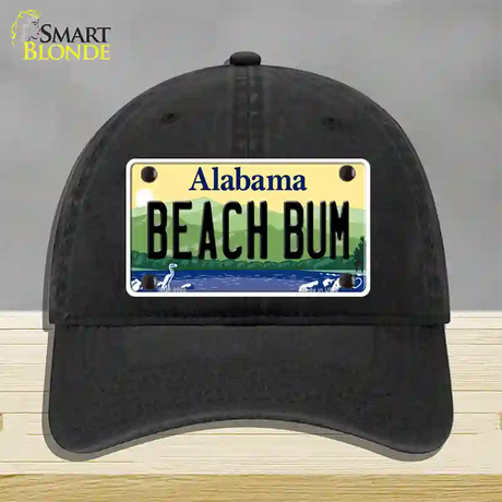 Beach Bum Alabama Novelty License Plate Hat Unconstructed Cotton / Black