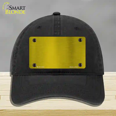 Yellow Metallic Solid Novelty License Plate Hat Unconstructed Cotton / Black