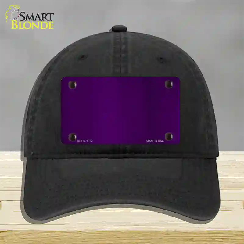 Purple Metallic Solid Novelty License Plate Hat Unconstructed Cotton / Black