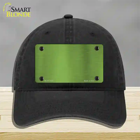 Lime Green Metallic Solid Novelty License Plate Hat Unconstructed Cotton / Black