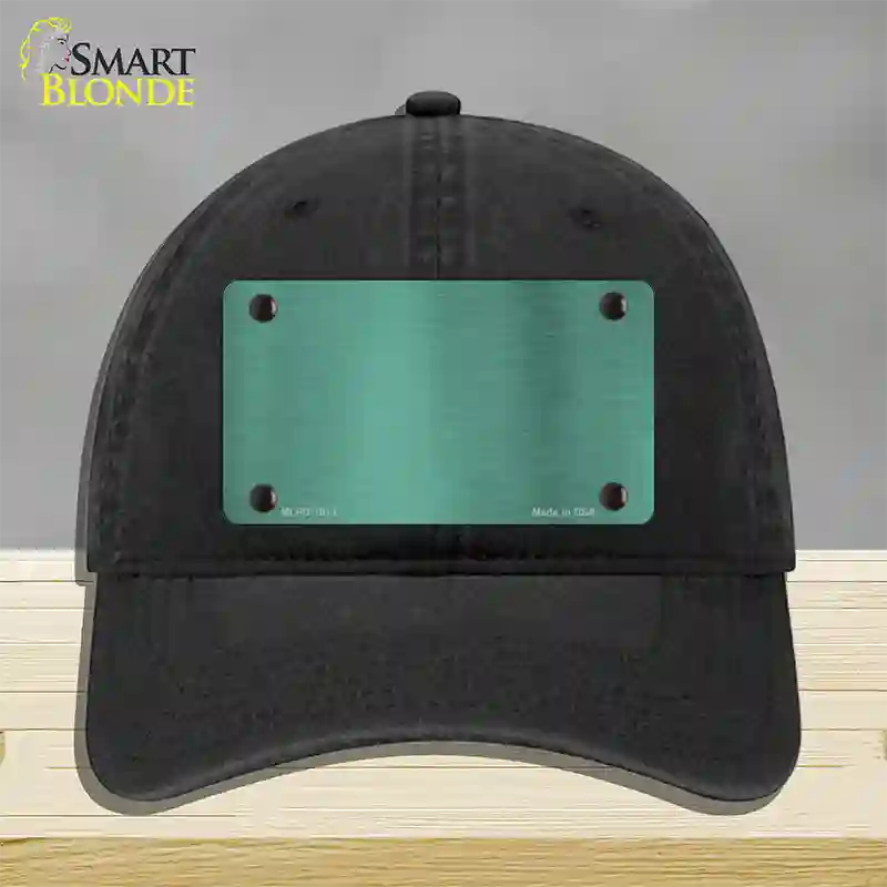 Teal Metallic Solid Novelty License Plate Hat Unconstructed Cotton / Black