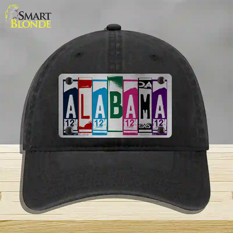 Alabama License Plate Art Novelty License Plate Hat Unconstructed Cotton / Black