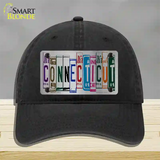 Connecticut License Plate Art Novelty License Plate Hat Unconstructed Cotton / Black