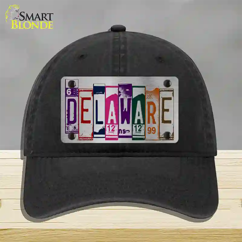 Delaware License Plate Art Novelty License Plate Hat Unconstructed Cotton / Black