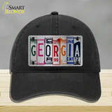 Georgia License Plate Art Novelty License Plate Hat Unconstructed Cotton / Black