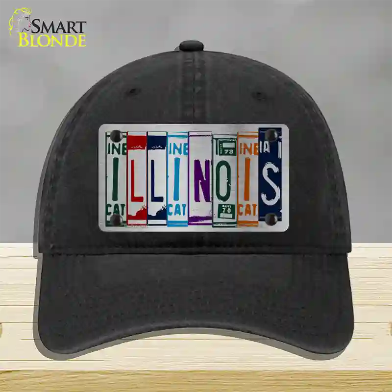 Illinois License Plate Art Novelty License Plate Hat Unconstructed Cotton / Black