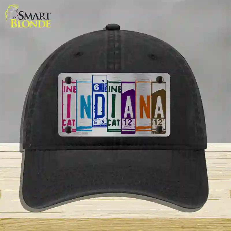 Indiana License Plate Art Novelty License Plate Hat Unconstructed Cotton / Black