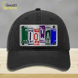 Iowa License Plate Art Novelty License Plate Hat Unconstructed Cotton / Black