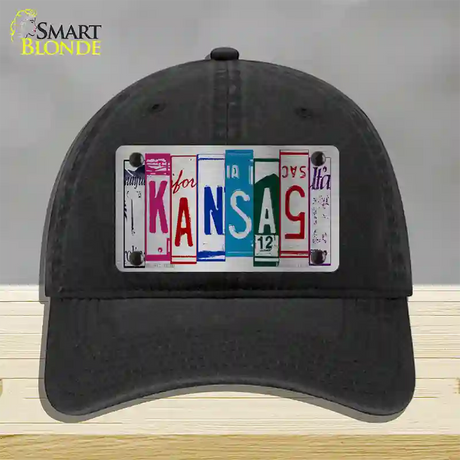 Kansas License Plate Art Novelty License Plate Hat Unconstructed Cotton / Black