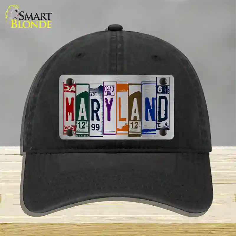 Maryland License Plate Art Novelty License Plate Hat Unconstructed Cotton / Black