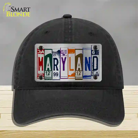 Maryland License Plate Art Novelty License Plate Hat Unconstructed Cotton / Black