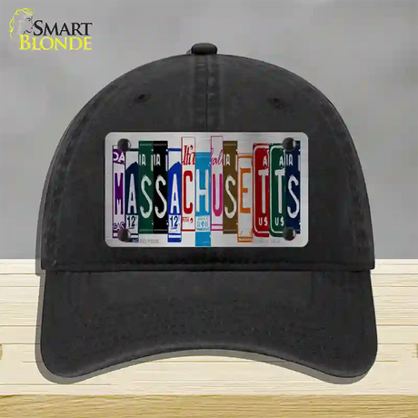 Massachusetts License Plate Art Novelty License Plate Hat Unconstructed Cotton / Black