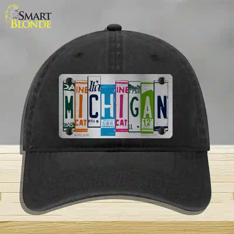 Michigan License Plate Art Novelty License Plate Hat Unconstructed Cotton / Black