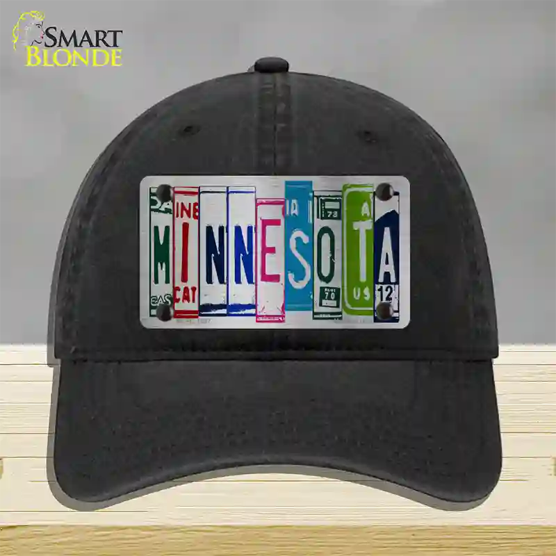 Minnesota License Plate Art Novelty License Plate Hat Unconstructed Cotton / Black