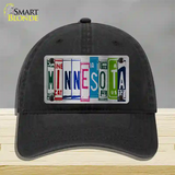 Minnesota License Plate Art Novelty License Plate Hat Unconstructed Cotton / Black