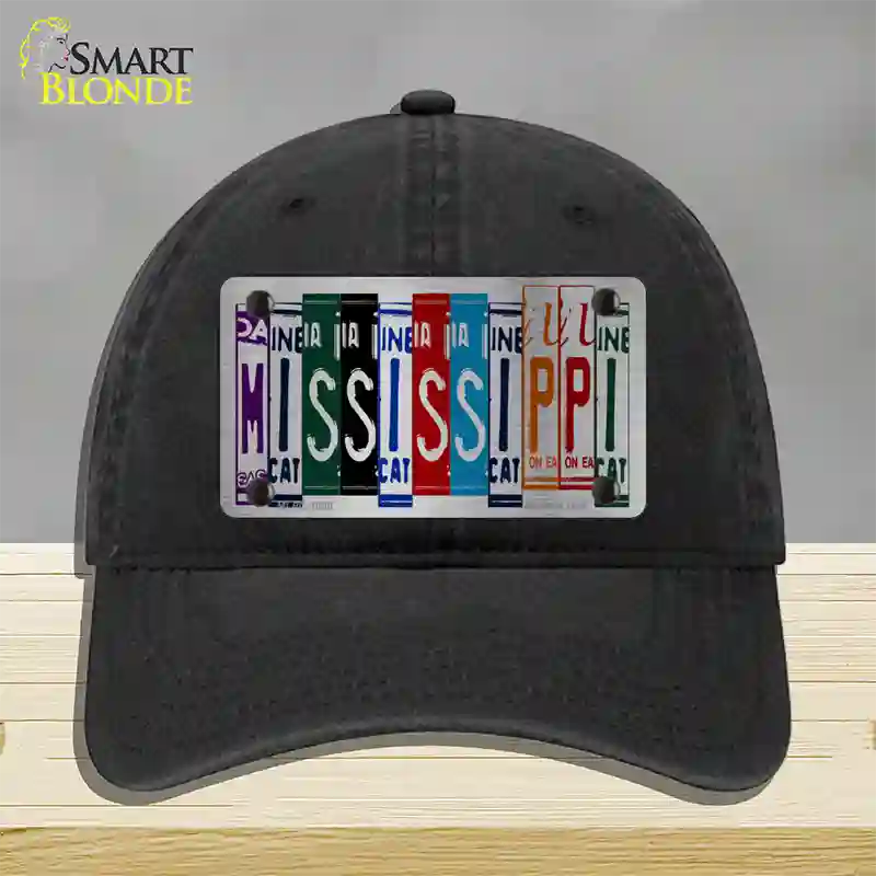 Mississippi License Plate Art Novelty License Plate Hat Unconstructed Cotton / Black