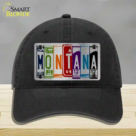 Montana License Plate Art Novelty License Plate Hat Unconstructed Cotton / Black