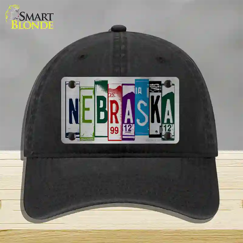 Nebraska License Plate Art Novelty License Plate Hat Unconstructed Cotton / Black