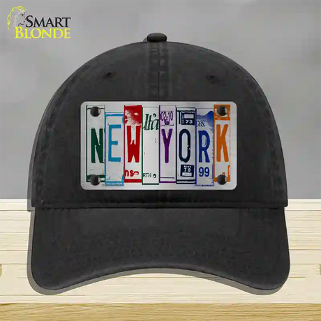 New York License Plate Art Novelty License Plate Hat Unconstructed Cotton / Black