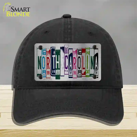 North Carolina License Plate Art Novelty License Plate Hat Unconstructed Cotton / Black