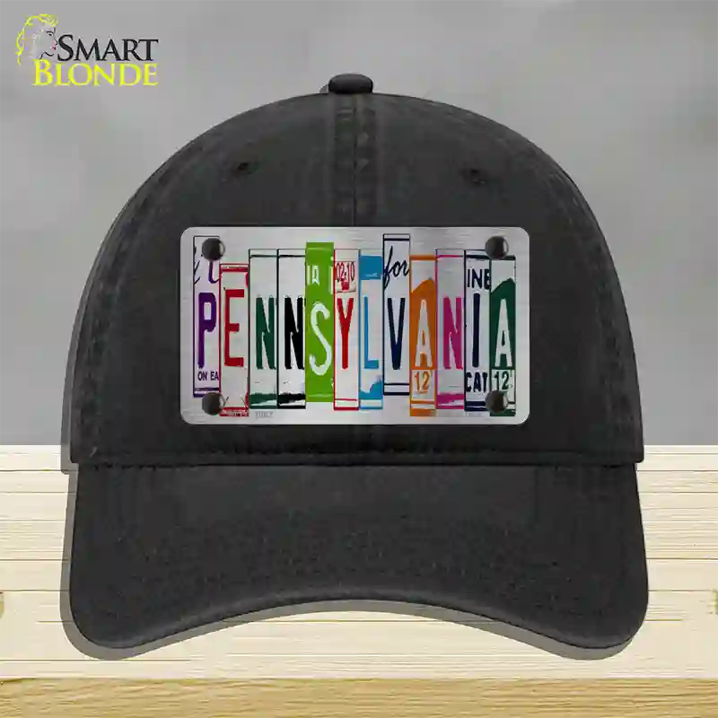 Pennsylvania License Plate Art Novelty License Plate Hat Unconstructed Cotton / Black