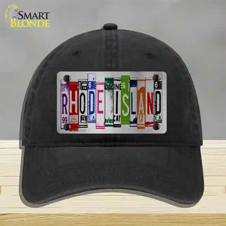 Rhode Island License Plate Art Novelty License Plate Hat Unconstructed Cotton / Black