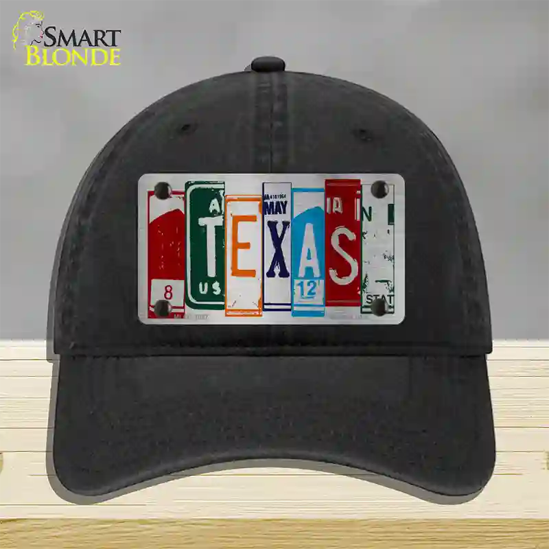 Texas License Plate Art Novelty License Plate Hat Unconstructed Cotton / Black