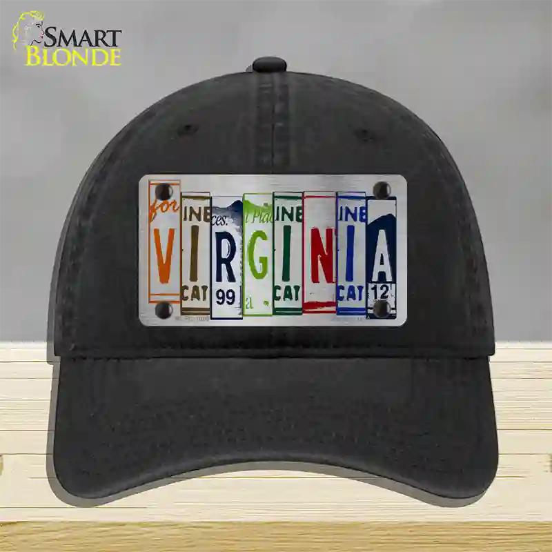 Virginia License Plate Art Novelty License Plate Hat Unconstructed Cotton / Black