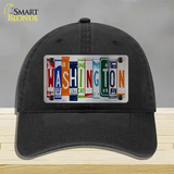 Washington License Plate Art Novelty License Plate Hat Unconstructed Cotton / Black