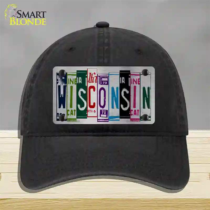 Wisconsin License Plate Art Novelty License Plate Hat Unconstructed Cotton / Black