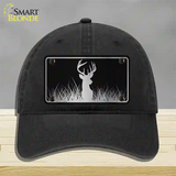 Deer Black Brushed Chrome Novelty License Plate Hat Unconstructed Cotton / Black