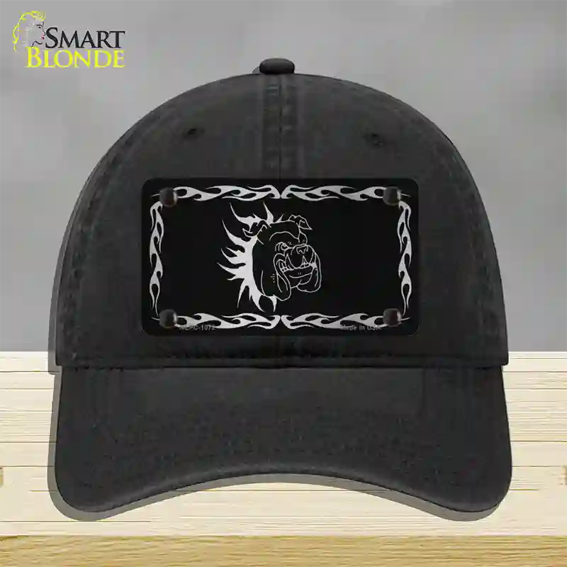 Dog In Flames Black Brushed Chrome Novelty License Plate Hat Unconstructed Cotton / Black