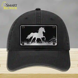 Horse Black Brushed Chrome Novelty License Plate Hat Unconstructed Cotton / Black