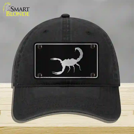 Scorpion Black Brushed Chrome Novelty License Plate Hat Unconstructed Cotton / Black